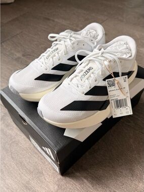 adidas White and Black Adizero EVO SL Running Shoes